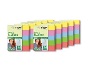 SIGEL Hn625 Marque-Pages Adhésifs en Papier, 2000 Feuilles de 5 X 1,2 cm, 5 Couleurs
