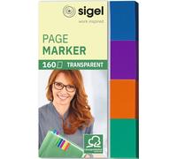 SIGEL HN671 Index repositionnables, papier, transparent, menthe, orange, violet, turquoise, 50x20 mm, 160 bandes