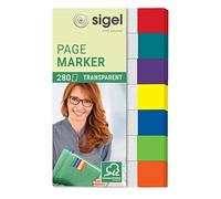 SIGEL Hn677 Marque-Pages Adhésifs en Papier Film Transparent, 280 Feuilles de 5 X 1,2 cm, 7 Couleurs