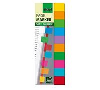 Sigel Hn684 Marque-Pages Adhésifs En Papier Film Transparent, 500 Feuilles De 4,4 X 1,25 Cm, 9 Couleurs