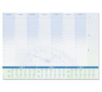 SIGEL HO350 Sous-main en papier, design planning semainier avec grille horaire et calendriers sur 3 ans, A2 (59, 5 x 41 cm), bleu et blanc, 30 feuilles