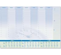 SIGEL HO350 Sous-main en papier, design planning semainier avec grille horaire et calendriers sur 3 ans, A2 (59, 5 x 41 cm), bleu et blanc, 30 feuilles