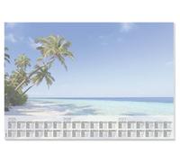 SIGEL HO470 Sous-main en papier, calendriers sur 3 ans, design plage paradisiaque, A2 (59, 5 x 41 cm), bleu et vert, 30 feuilles
