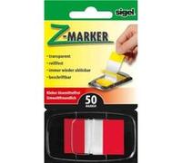 SIGEL Marque-pages adhésifs HN491 – Film transparent, distributeur Z, 50 feuilles 4,3×2,5 cm – Rouge