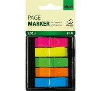 SIGEL Marque-pages adhésifs HN489 – Film transparent, distributeur Z, 5 couleurs fluo