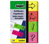 Sigel – Marque-pages adhésifs Hn635 en papier 5 x 2 cm 160 feuilles 4 couleurs 4 symboles