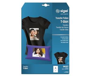 SIGEL Ip653 Transfert Jet d'encre pour Tee-Shirts Foncés, Format A4 (21 X 29,7 cm), 250 µm, 6 Feuilles