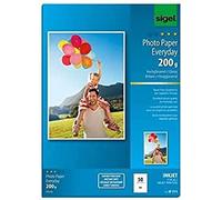 SIGEL Ip711 Papier Photo Everyday Jet d'encre, Ultra Brillant, Format A4 (21 X 29,7 cm), 200 G/M², 50 Feuilles