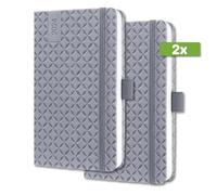 SIGEL J4120 Jolie Agenda semainier 2024, couverture rigide, 9,5 x 15 cm, 174 pages, gris clair, 2 pièces