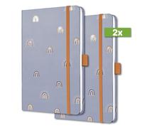 SIGEL J4319 Jolie Agenda semainier 2024, Rainbow Grey, 13,5 x 20,3 cm, couverture rigide, 174 pages, gris, 2 pièces