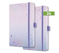 SIGEL J4347 Jolie Agenda semainier 2024, Butterfly Confetti Candy, 13,5 x 20,3 cm, couverture rigide, 174 pages, violet, rose, 2 pièces