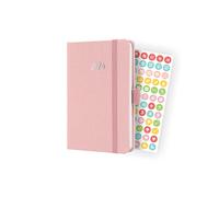 SIGEL J4404 Agenda semainier Jolie 2024, certification FSC, 2 pages = 1 semaine, couverture rigide à couverture en tissu, environ A6, rose clair, 174 pages