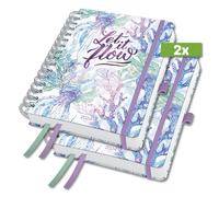SIGEL J4604 Jolie Agenda à spirale 2024, Underwater Miracles, 16,8 x 21,5 cm, couverture rigide, 240 pages, pourpre, vert, bleu, 2 pièces