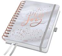 SIGEL J5605 Calendrier à spirales Jolie 2025 - Glittery Joy - 120 g/m² - env. A5 - gris - couverture rigide - 2 pages = 1 semaine - 240 p. -