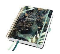 SIGEL Agenda semainier à spirale J6603 A5 noir/vert/doré certifié FSC Jolie