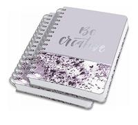 SIGEL JN607 Lot de 2 cahiers à spirales A5 à pois Motif marbre Violet/blanc