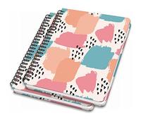 SIGEL JN610 Lot de 2 Carnets de notes à spirale basic, 16,2 x 21,5 cm, pointillé, couverture rigide, motif coups de pinceau, pastel/orange/rose/vert - Jolie