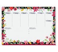 SIGEL JS100 - Sous-main en papier à déchirer - Planning hebdomadaire A3-30 feuilles - Végétalien - En papier durable - Jolie Flower Love