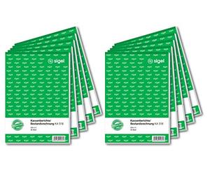 Sigel KA518 Lot de 50 feuilles de calcul pour caisse Format A5 10 pièces 1fach, 10 Stück