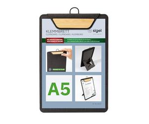 SIGEL KB221 Porte-menu clipboard - 1 pièces - A5 - gris foncé/beige