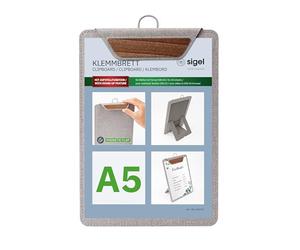 SIGEL KB224 Porte-menu clipboard - 1 pièces - A5 - gris clair/brun
