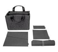 SIGEL Kit de démarrage Bag Accessoires 36 x 28 cm | BAB10, M, gris foncé, sac Desk Sharing, housse PC, pochette, sous-main, RPET recyclé