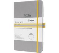 Sigel L2600 Calendrier hebdomadaire Linescape 2026 Hardcover DIN A5 gris clair, jaune 1 pc(s) Nombre de pages: 176