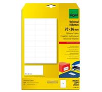 Sigel La131 Paquet De 25 Feuilles A4 Pour 600 Étiquettes Universelles Pour Photocopieur Et Imprimante Laser Et Jet D'encre 70 X 36 Mm Blanc