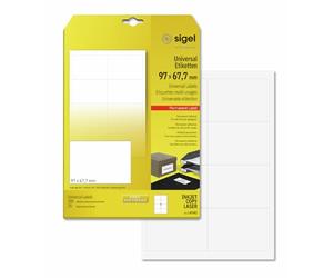 SIGEL La142, 200 Étiquettes Multifonctions, Format 9,7 X 6,77 cm, pour Jet d'encre/Laser/Copieur, 25 Feuilles, Blanc