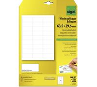 Sigel Étiquettes universelles LA210 63,5×29,6 mm blanc 675 pièces décollables jet d'encre & laser