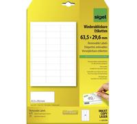Sigel LA210 Etiquette universelles 63.5 x 29.6 mm papier blanc 675 pc(s) décollable imprimante à jet dencre, imprimante laser, imprimante laser couleur,