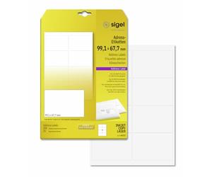 SIGEL La322, 200 Étiquettes d'Adressage, Format 9,91 X 6,77 cm, pour Jet d'encre/Laser/Copieur, 25 Feuilles, Blanc