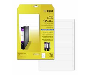 SIGEL LA410, 175 étiquettes pour classeur, format 19,2 x 3,8 cm, pour jet d'encre/laser/copieur, 25 feuilles, blanc