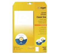 SIGEL LA525, 50 étiquettes CD/DVD, Ø 11,7 cm, pour jet d'encre, 25 feuilles, blanc