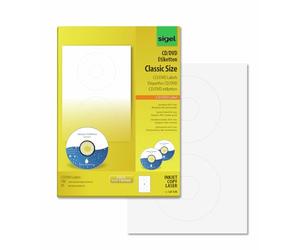 SIGEL La526, 100 Étiquettes Cd/Dvd, Ø 11,7 cm, pour Jet d'encre, 50 Feuilles, Blanc