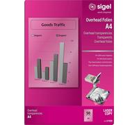 SIGEL LF420 Films de rétroprojection pour laser/copieur N/B, transparent, 100 µm, A4, 50 feuilles