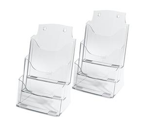 SIGEL Lh130 Lot de 2 Présentoirs de Table ou Mural, avec 3 Compartiments, 24,5 X 40 X 17 cm, Résistance Permanente aux Uv, en Acrylique Transparent