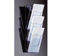SIGEL LH137 Porte-brochures mural acrylic, avec 3 compartiments, transparent, pour DL