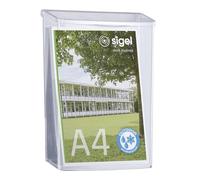 SIGEL Lh325 Porte-Prospectus Mural pour l'Extérieur avec Couvercle, 24,7 X 33,9 X 8,8 cm, Résistance Permanente aux Uv, en Acrylique Transparent