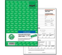 SIGEL LO519 Fiches de salaire "Mini-Jobs", nouvelle version valable depuis le 01.01.2015, A5, avec papier bleu, 50 feuilles