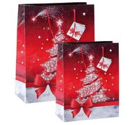 Sigel Lot De 5 Sacs Cadeau De Noel "Sparkling Tree" (L)260 X (P)120x (H)230 Mm