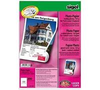SIGEL LP341 Papier photo pour laser couleur/copieur, 2 faces ultra-brillantes, 135 g/m², A4, 200 feuilles