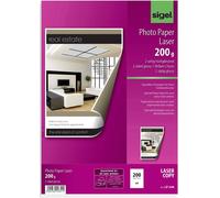 Sigel LP344 Papier photo DIN A4 200 g/m² 200 feuille(s) imprimable des deux côtés, ultra-brillant, pour imprimantes laser