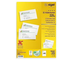 SIGEL Lp795 Lot de 100 Cartes de Visite Imprimables, 3C, 8,5 X 5,5 cm, 225 G