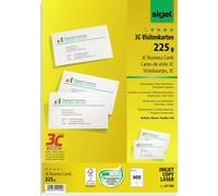 SIGEL LP796 Cartes de visite, 3C, coupe lisse sur tout le pourtour, 225 g/m², extra-blanc, 400 pièces