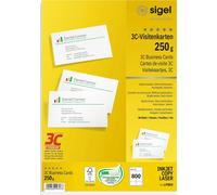 SIGEL LP802 Cartes de visite, 3C, coupe lisse sur tout le pourtour, 250 g/m², extra-blanc, 800 pièces