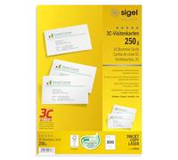SIGEL LP802 Lot de 800 Cartes de visite imprimables, 3C, 8,5 x 5,5 cm, 250 g