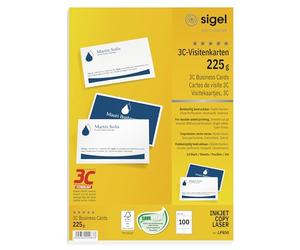 SIGEL Lp850 Lot de 100 Cartes de Visite Imprimables, 3C, Impression Recto Verso, 8,5 X 5,5 cm, 225 G