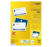 SIGEL Lp853 Lot de 100 Cartes de Visite Imprimables, 3C, Impression Recto Verso, 8,5 X 5,5 cm, 250 G
