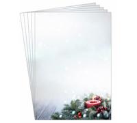 SIGEL Papier à motif de Noël A4 | DP640, bougie, vert/rouge, 90 g/m², 100 feuilles